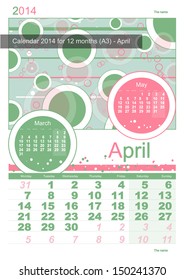 Calendar 2014. Vector, April