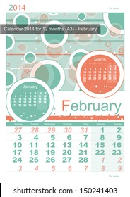 Calendar 2014. Vector, february