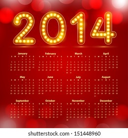 Calendar 2014, Vector illustration.