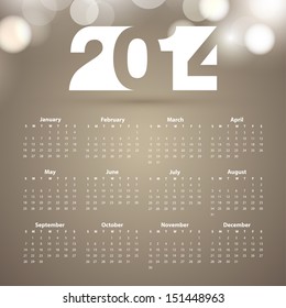 Calendar 2014, Vector illustration.