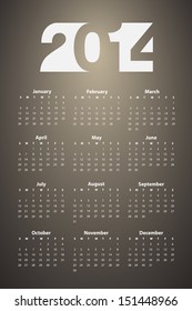 Calendar 2014, Vector illustration.