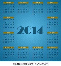 Calendar for 2014.  vector illustration
