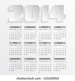 Calendar for 2014.  vector illustration