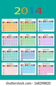 Calendar 2014, vector illustration