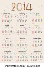 Calendar 2014, vector illustration