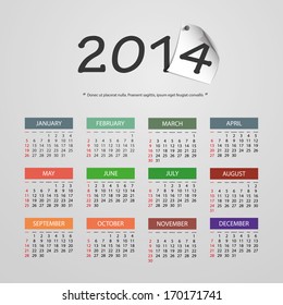 Calendar 2014 - Vector Illustration Design