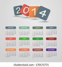 Calendar 2014 - Vector Illustration Design