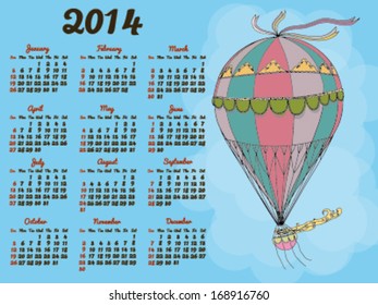 Calendar 2014 with a vintage balloon