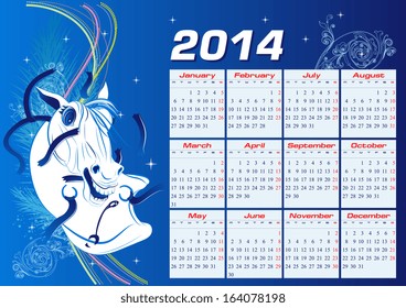 Calendar for 2014, the year of the horse