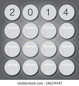 calendar 2014 year simple circle