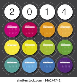 calendar 2014 year simple colorful