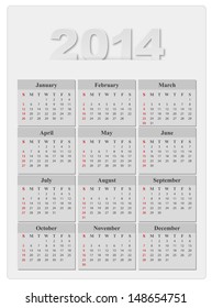 plantilla de calendario 2014 año
