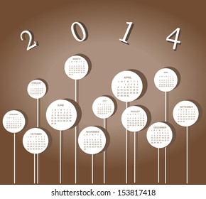 Calendar for 2014 year with white circles