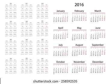 2016 2022 2023 Calendar 2015 2016 2017 2018 2019 2020 2021 2022 2023" Images, Stock Photos &  Vectors | Shutterstock