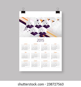 Calendar for 2015, with abstract design. Vector EPS10. 