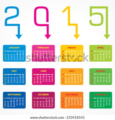 Calendar of 2015 with arrow design - vector illustration 
