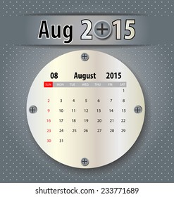 Calendar for 2015, August