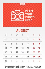 Calendar 2015 August vector design template