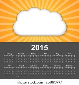 Calendar 2015. Background cloud on a sunny sky.