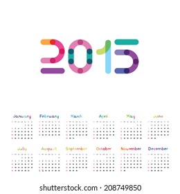 calendar for 2015 with a color font