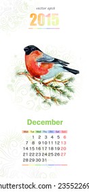 calendar for 2015. december
