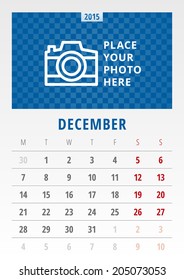 Calendar 2015 December vector design template