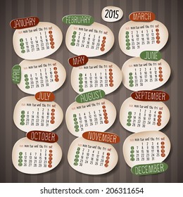 Calendar 2015 design, English, Sunday start. Vector illustration