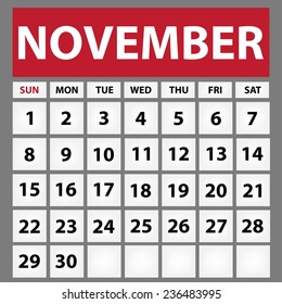Calendar 2015 design, English, Sunday start. Vector illustration