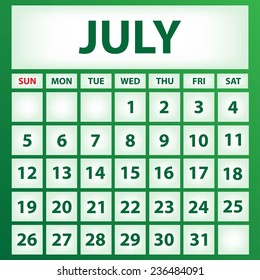 Calendar 2015 design, English, Sunday start. Vector illustration