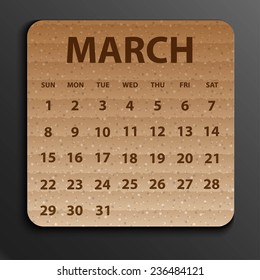 Calendar 2015 design, English, Sunday start. Vector illustration