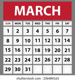 Calendar 2015 design, English, Sunday start. Vector illustration