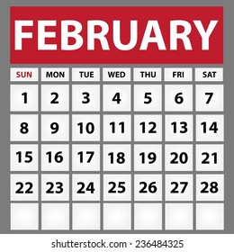 Calendar 2015 design, English, Sunday start. Vector illustration