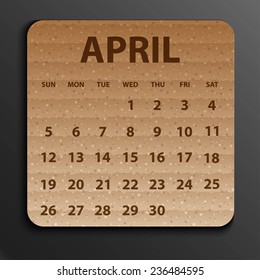 Calendar 2015 design, English, Sunday start. Vector illustration