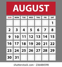 Calendar 2015 design, English, Sunday start. Vector illustration