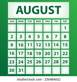 Calendar 2015 design, English, Sunday start. Vector illustration