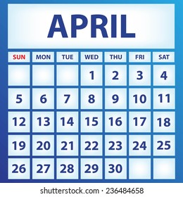 Calendar 2015 design, English, Sunday start. Vector illustration