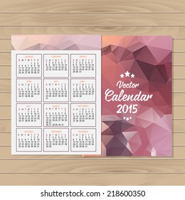 Calendar 2015 design, English. Vector illustration