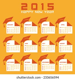 Calendar of 2015 with education concept design - vector illustration 