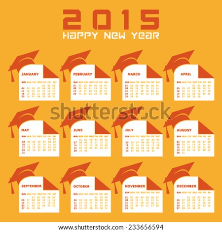 Calendar of 2015 with education concept design - vector illustration 