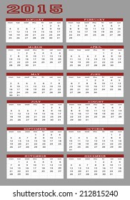 Calendar 2015 in english