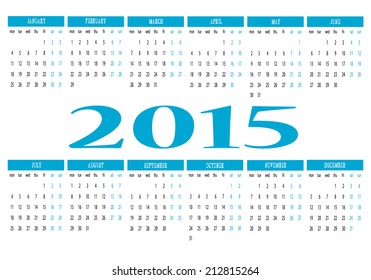 Calendar 2015 in english