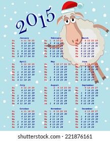 Calendar for 2015 featuring the character of the year - the sheep