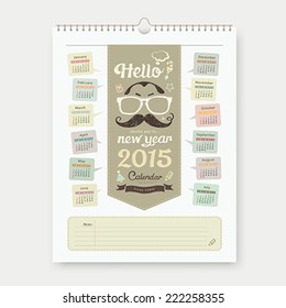 Calendar 2015, Happy Father's Day sketch design background, vector illustration