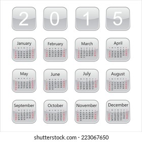 Calendar 2015 with icons.Vector illustration.