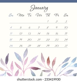 Calendar 2015, january