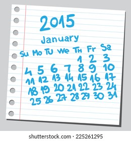Calendar 2015 january (sketch style) 