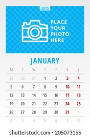 Calendar 2015 January vector design template