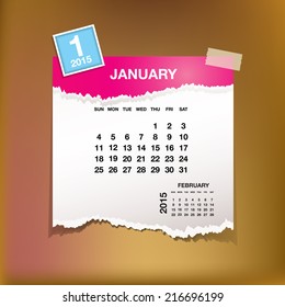 Calendar 2015 January vintage paper on grunge background 