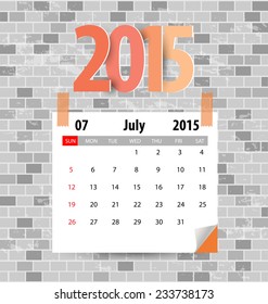 Calendar for 2015, july