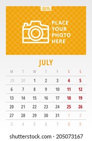 Calendar 2015 July vector design template